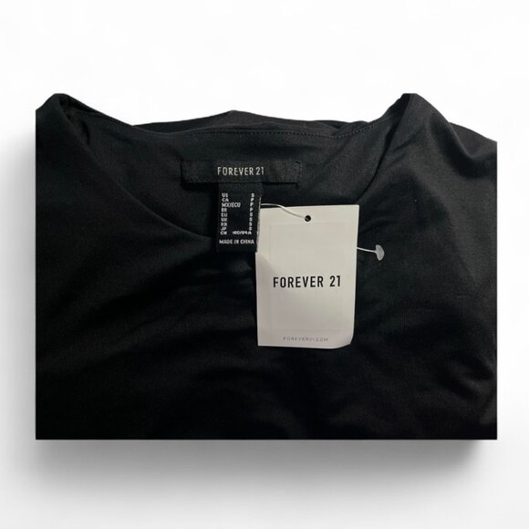 Forever 21 Black Sculpt Mini Dress – Bodycon Fit, Elastic Sides, Size Small - Picture 3 of 4